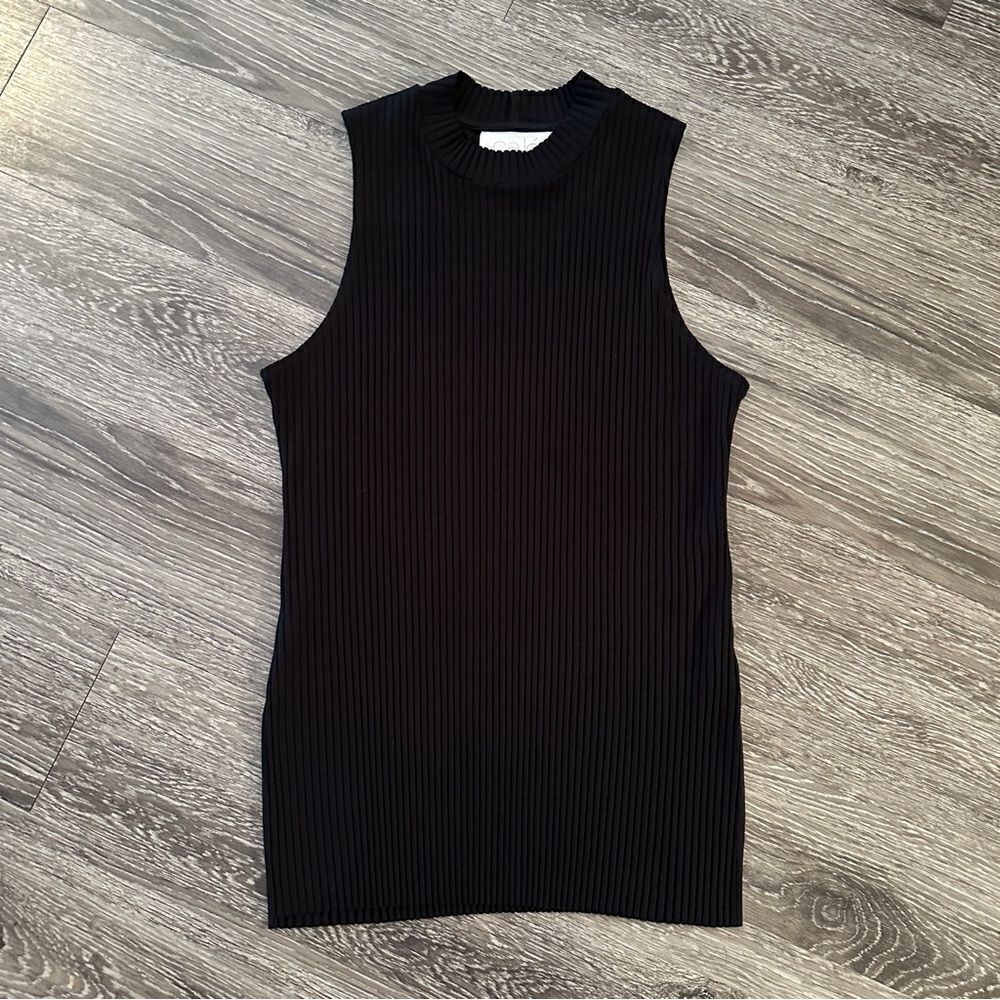 Cale Ribbed High Neck Sleeveless top